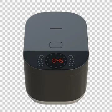 Black Rice Cooker Front View 3D Render Illustration Stock Illustration