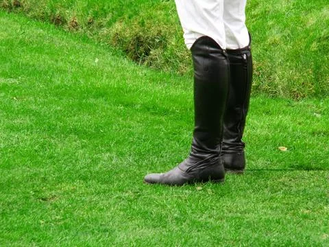 Black riding boots Stock Photos