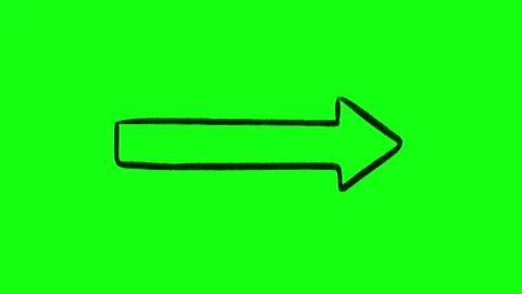 Black Right Pointing Arrow Sketch Outline Wiggle Animation on Green Screen Stock Footage 347988060