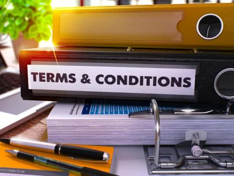 Black Ring Binder with Inscription Terms and Conditions Stock Illustration