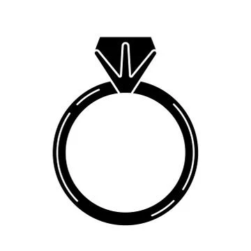 Black ring with a diamond icon isolated on white background. Stock Illustration