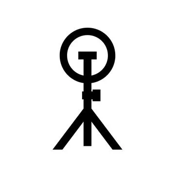 Black ring light icon with tripod stand isolated on transparent background Ilustración de archivo