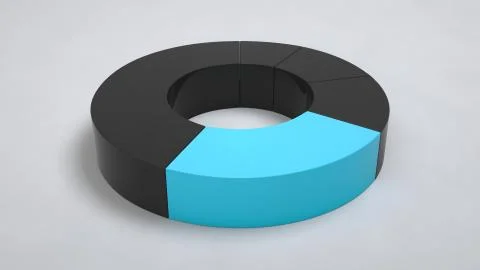 Black ring pie chart with one blue sector Stock Illustration