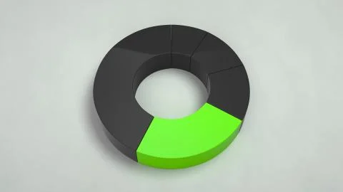 Black ring pie chart with one green sector Stock Illustration
