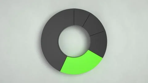 Black ring pie chart with one green sector Stock Illustration