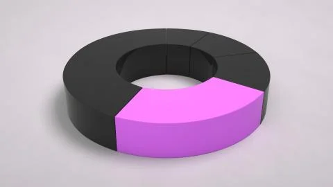 Black ring pie chart with one purple sector Stock Illustration