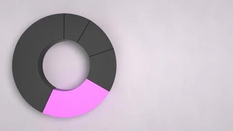 Black ring pie chart with one purple sector Illustrazione stock
