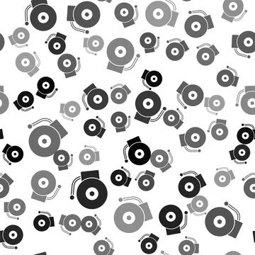 Black Ringing alarm bell icon isolated seamless pattern on white background Stock Illustration
