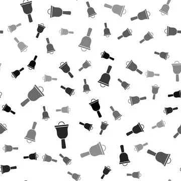 Black Ringing bell icon isolated seamless pattern on white background. Alarm Illustrazione stock