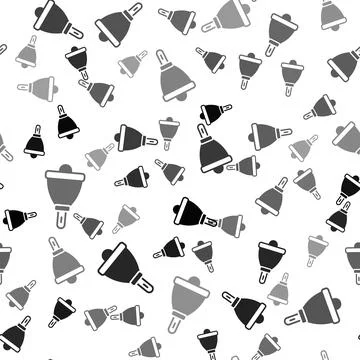 Black Ringing bell icon isolated seamless pattern on white background. Alarm イラスト素材