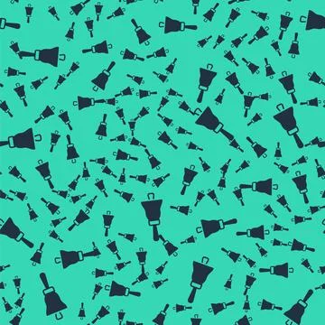 Black Ringing bell icon isolated seamless pattern on green background. Alarm Illustrazione stock