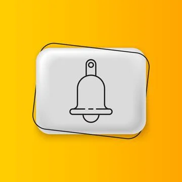 Black Ringing bell icon isolated on yellow background. Alarm symbol, servic.. Stock Illustration