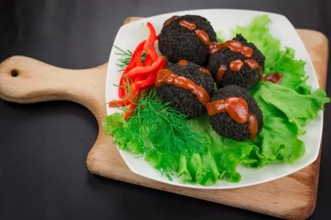 Black roast cutlet Stock Photos