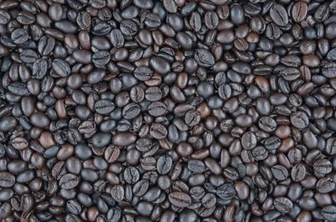 Black roasted coffee beans use as background Stock Photos