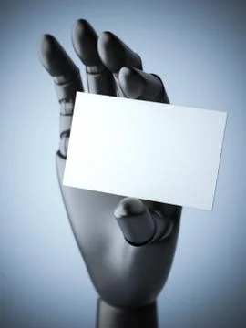 Black robot arm with blank white business card イラスト素材