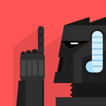 Black Robot With Finger Up Stock Illustration