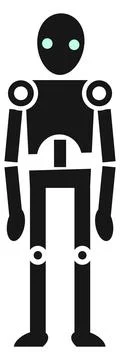 Black robot icon. Android character. Mechanical man Stock Illustration