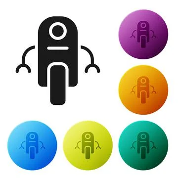 Black Robot icon isolated on white background. Artificial intelligence, machine Stock Illustration