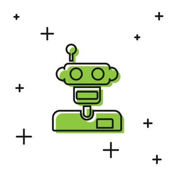 Black Robot icon isolated on white background. Vector Stock Illustration