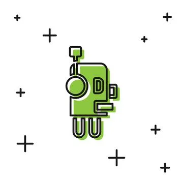 Black Robot icon isolated on white background. Artificial intelligence, machine Stock Illustration