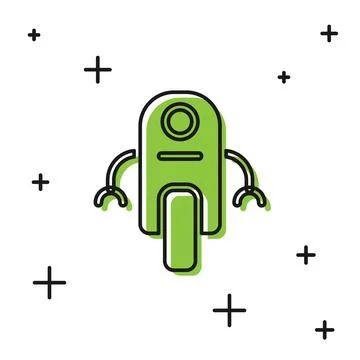 Black Robot icon isolated on white background. Artificial intelligence, machi Stock-Illustration