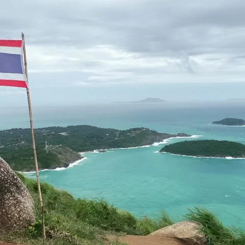 Black Rock View Point Phuket, with Thai Flag Stock Footage 159577636