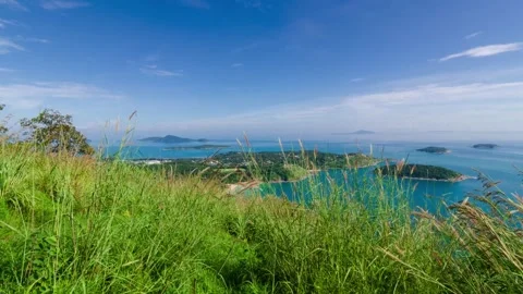 Black Rock Viewpoint Pha Hin Dam Overlooking Koh Man Andaman Sea 4K Stock Footage 332133384