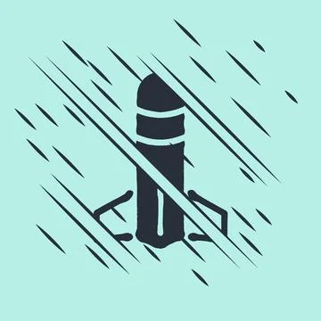 Black Rocket icon isolated on green background. Glitch style. Vector Stock Illustration
