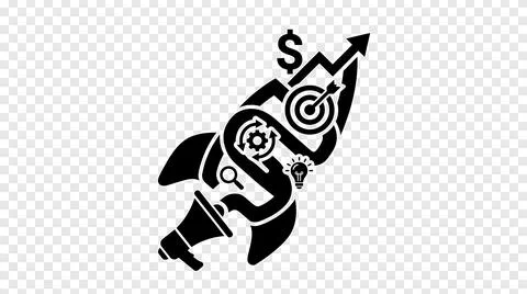 Black rocket icon representing business growth and success Stock Illustration