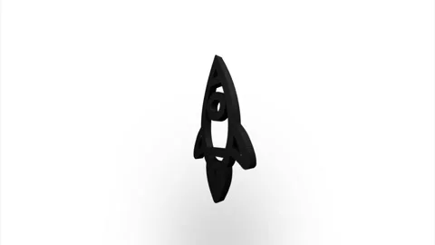 Black rocket ship icon flipping, rotation. Elegant 3d realistic light render Stock Footage 159822972