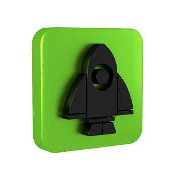 Black Rocket ship icon isolated on transparent background. Space travel. Gr.. Stock Illustration
