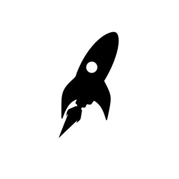 Black Rocket Ship Launching Icon Silhouette Stock Illustration