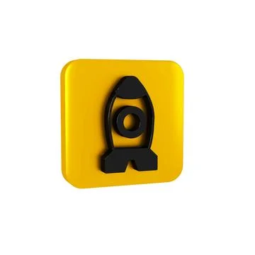 Black Rocket ship toy icon isolated on transparent background. Space travel.. Stock Illustration