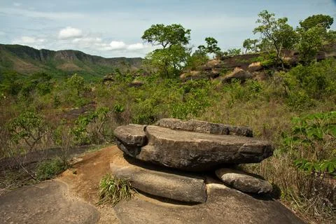Black Rocks Formations at Vale da lua Stock Photos