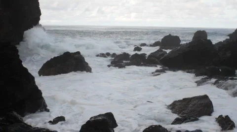 Black Rocks ocean wave Stock Footage 998720
