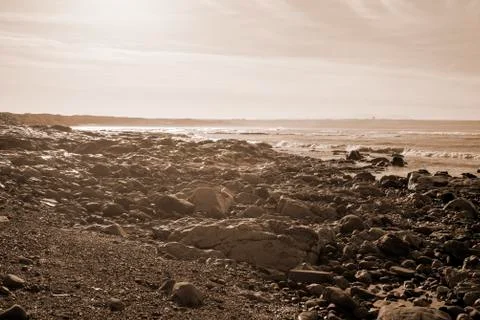 Black rocks in sepi Stock Photos