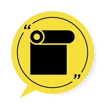 Black Roll of paper icon isolated on white background. Yellow speech bubble s 스톡 일러스트