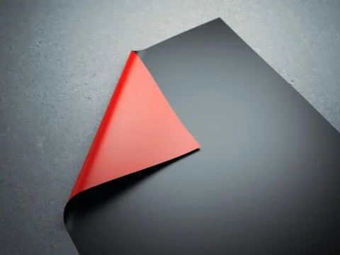 Black rolled sheet with red corner イラスト素材