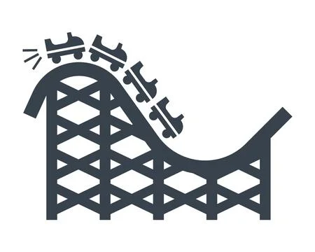 Black roller coaster icon. Stock Illustration