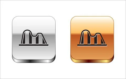 Black Roller coaster icon isolated on white background. Amusement park Stock Illustration