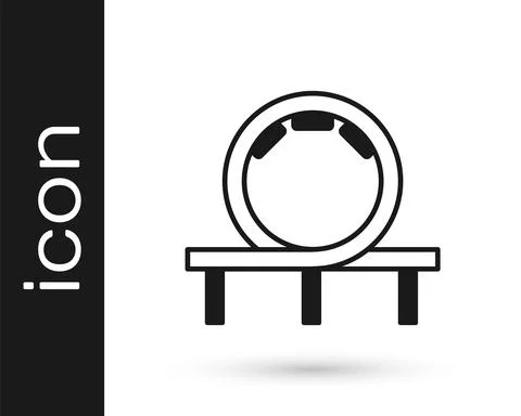 Black Roller coaster icon isolated on white background. Amusement park Illustrazione stock