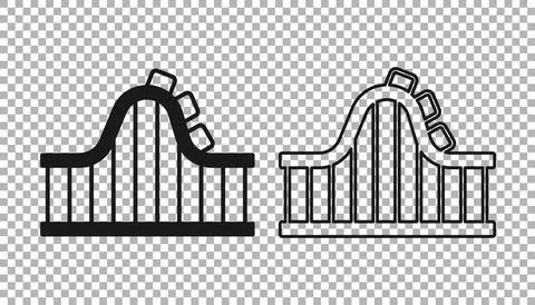 Black Roller coaster icon isolated on transparent background. Amusement par.. Stockillustratie