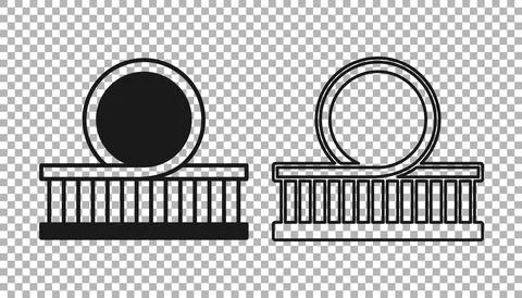 Black Roller coaster icon isolated on transparent background. Amusement par.. Stockillustratie
