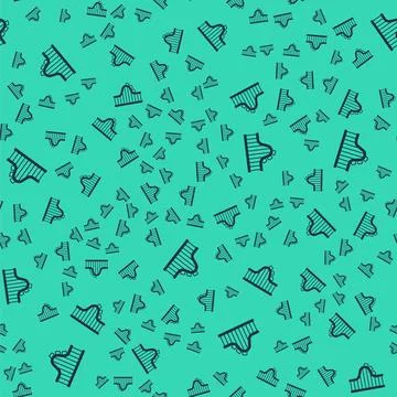 Black Roller coaster icon isolated seamless pattern on green background. Am.. Stock Illustration