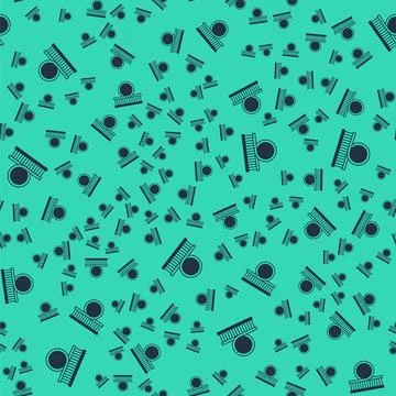Black Roller coaster icon isolated seamless pattern on green background. Am.. Stock Illustration