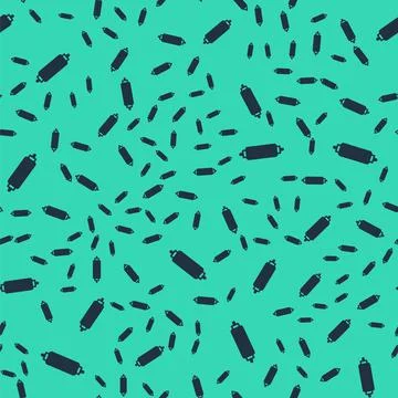 Black Rolling pin icon isolated seamless pattern on green background.  Vector Stock Illustration