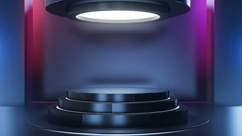 Black room space with rotating round pedestal Stock Footage 283541274