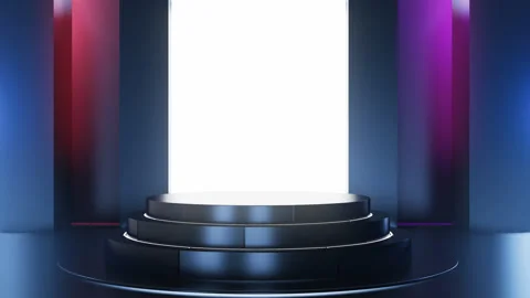 Black room space with rotating round pedestal Stock Footage 283541537