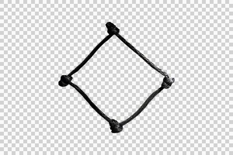 Black rope tied into a square isolated on white background. Stock Photos