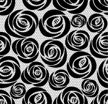 Black Rose seamless pattern on white background. Stock Illustration